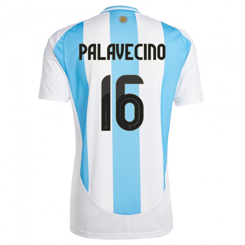 Lapset Argentiina Nicolas Palavecino #16 Valkoinen Sininen Kotipaita 24-26 Lyhythihainen Paita T-Paita