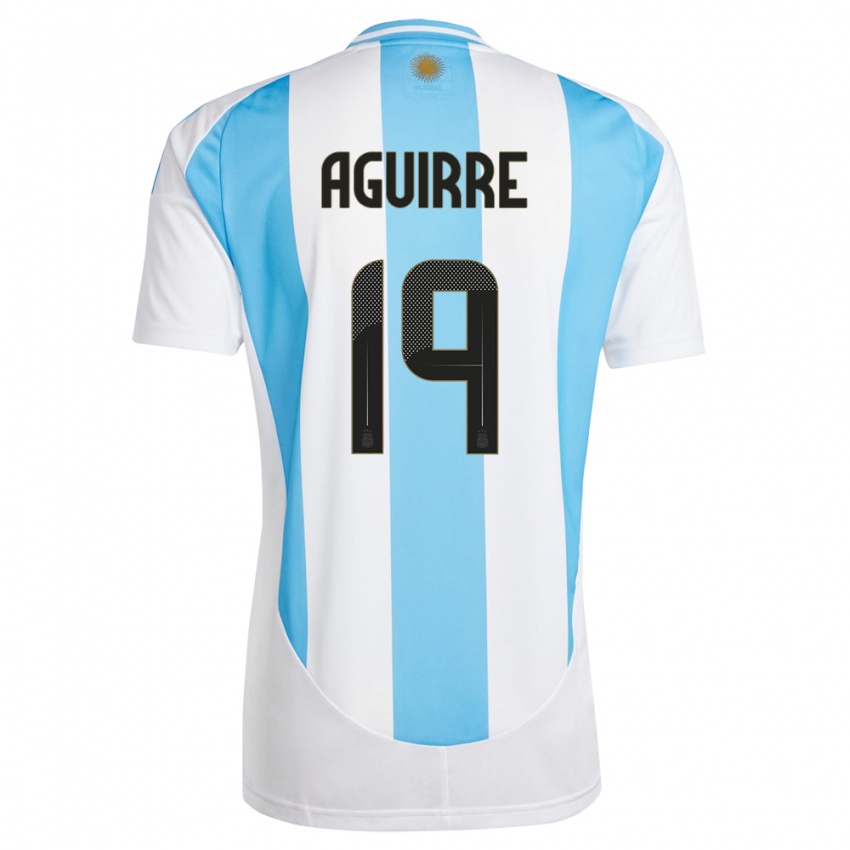 Lapset Argentiina Brian Aguirre #19 Valkoinen Sininen Kotipaita 24-26 Lyhythihainen Paita T-Paita