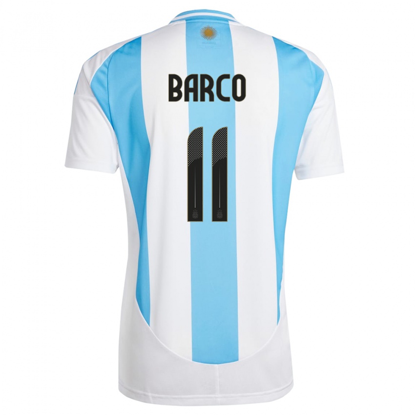 Lapset Argentiina Ezequiel Barco #11 Valkoinen Sininen Kotipaita 24-26 Lyhythihainen Paita T-Paita