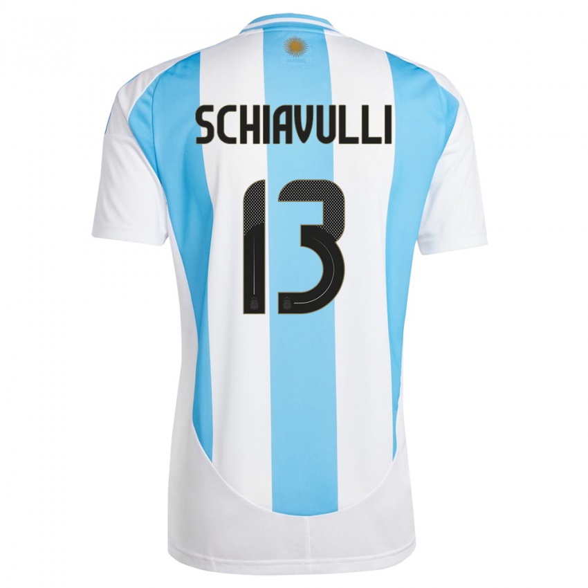 Lapset Argentiina Thiago Schiavulli #13 Valkoinen Sininen Kotipaita 24-26 Lyhythihainen Paita T-Paita