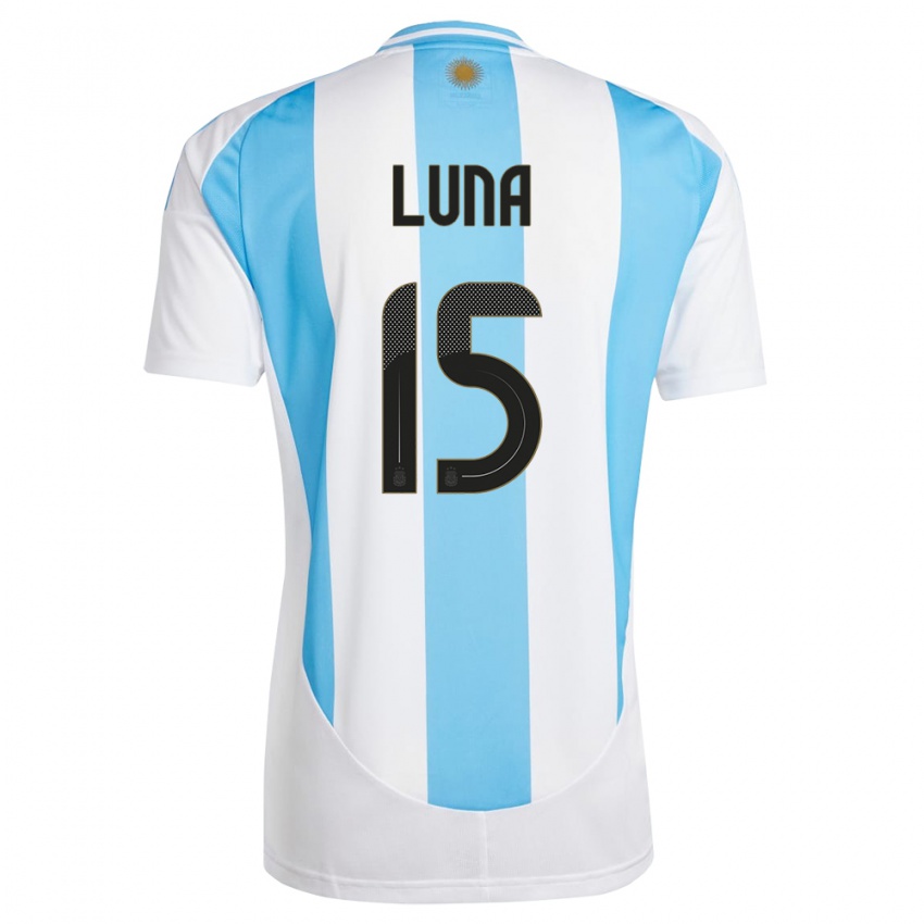 Lapset Argentiina Alex Luna #15 Valkoinen Sininen Kotipaita 24-26 Lyhythihainen Paita T-Paita