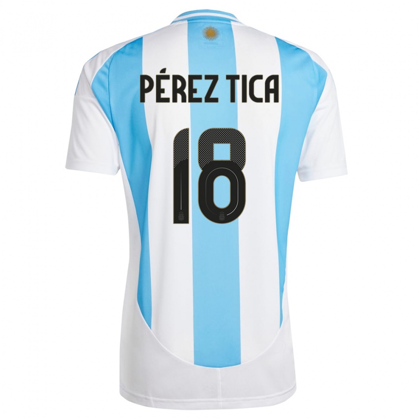 Lapset Argentiina Jeremias Perez Tica #18 Valkoinen Sininen Kotipaita 24-26 Lyhythihainen Paita T-Paita