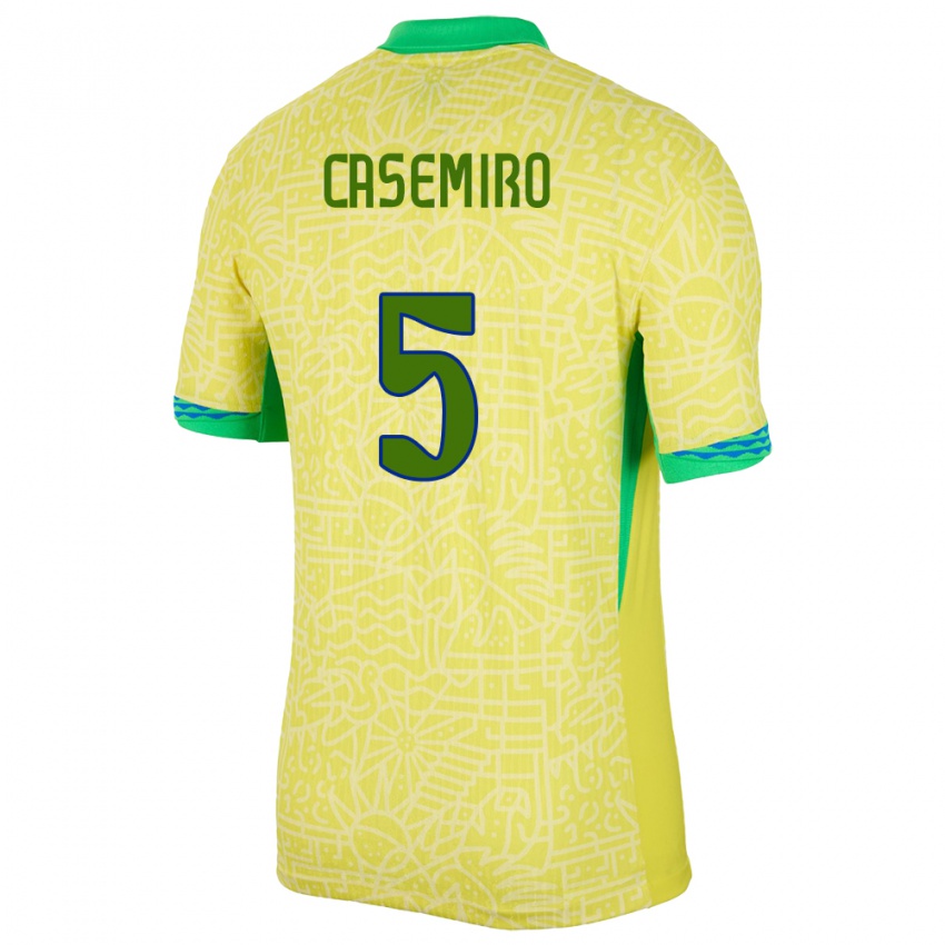 Lapset Brasilia Casemiro #5 Keltainen Kotipaita 24-26 Lyhythihainen Paita T-Paita