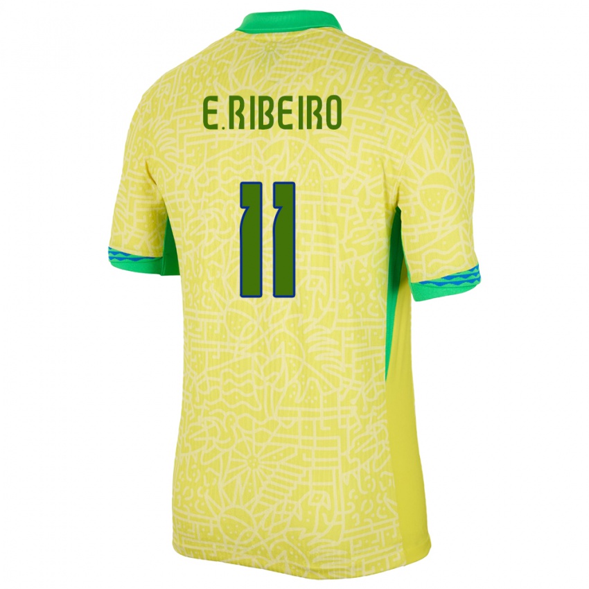 Lapset Brasilia Everton Ribeiro #11 Keltainen Kotipaita 24-26 Lyhythihainen Paita T-Paita