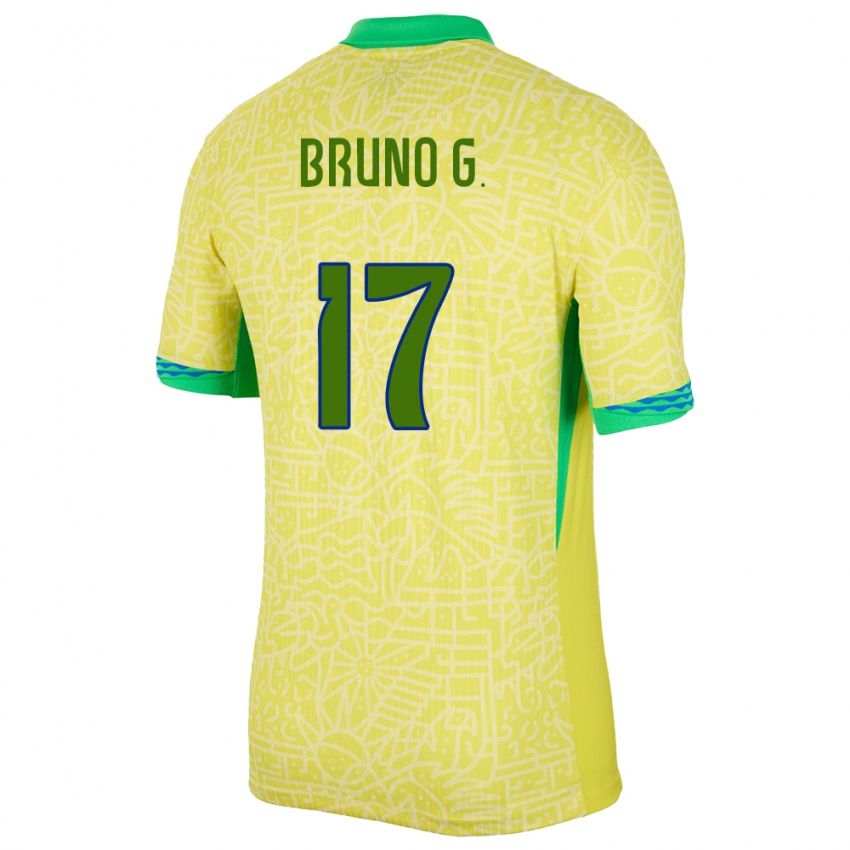 Lapset Brasilia Bruno Guimaraes #17 Keltainen Kotipaita 24-26 Lyhythihainen Paita T-Paita