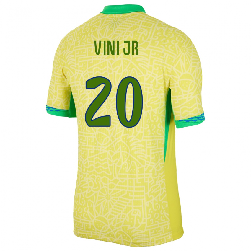 Lapset Brasilia Vinicius Junior #20 Keltainen Kotipaita 24-26 Lyhythihainen Paita T-Paita