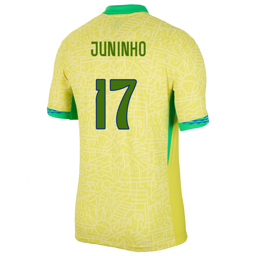 Lapset Brasilia Juninho #17 Keltainen Kotipaita 24-26 Lyhythihainen Paita T-Paita