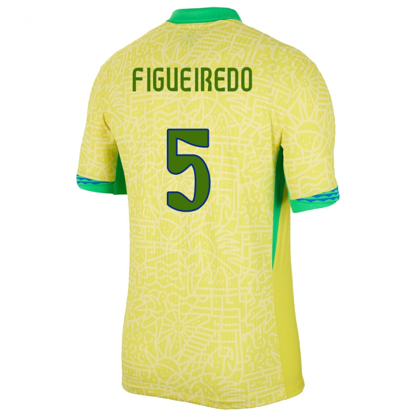 Lapset Brasilia Vitor Figueiredo #5 Keltainen Kotipaita 24-26 Lyhythihainen Paita T-Paita