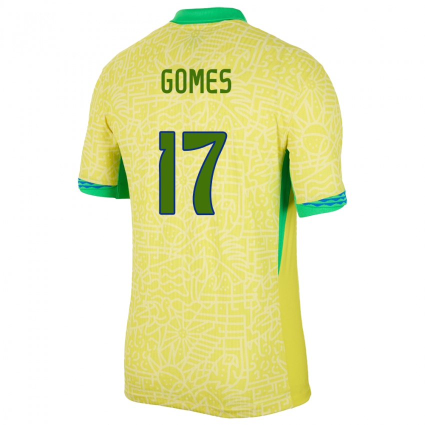 Lapset Brasilia William Gomes #17 Keltainen Kotipaita 24-26 Lyhythihainen Paita T-Paita