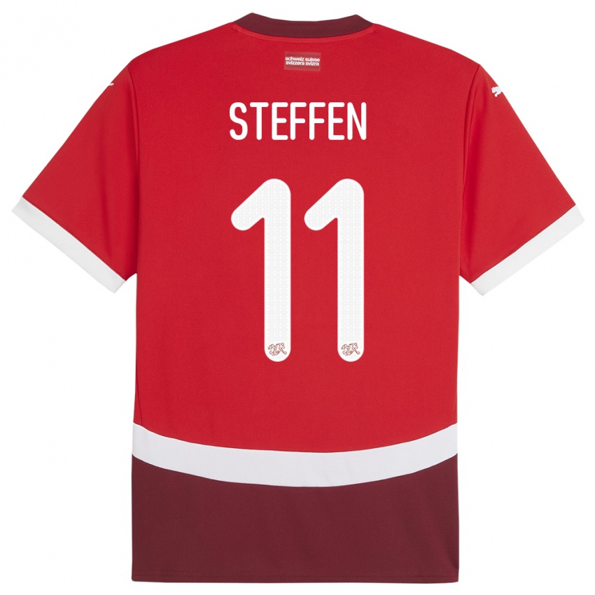 Lapset Sveitsi Renato Steffen #11 Punainen Kotipaita 24-26 Lyhythihainen Paita T-Paita