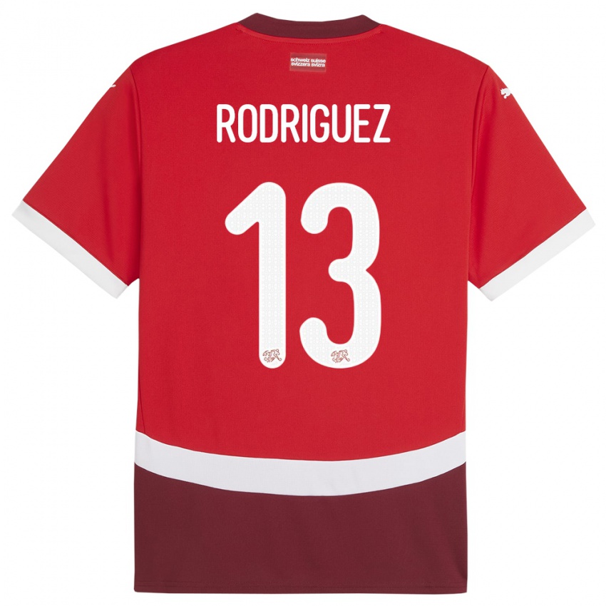 Lapset Sveitsi Ricardo Rodriguez #13 Punainen Kotipaita 24-26 Lyhythihainen Paita T-Paita