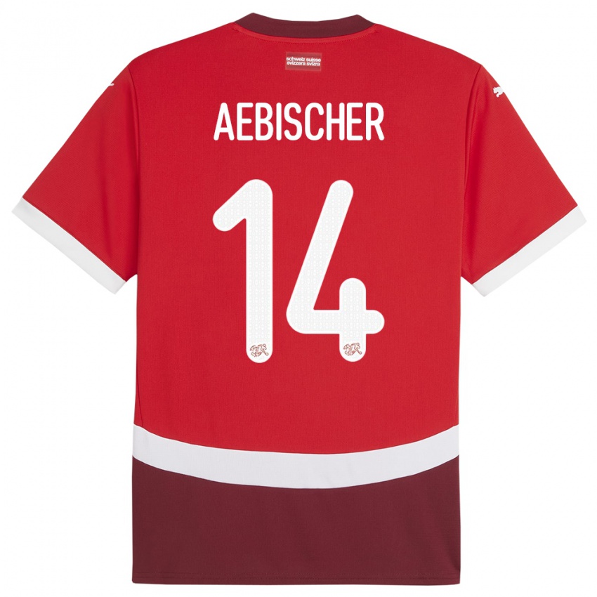 Lapset Sveitsi Michel Aebischer #14 Punainen Kotipaita 24-26 Lyhythihainen Paita T-Paita