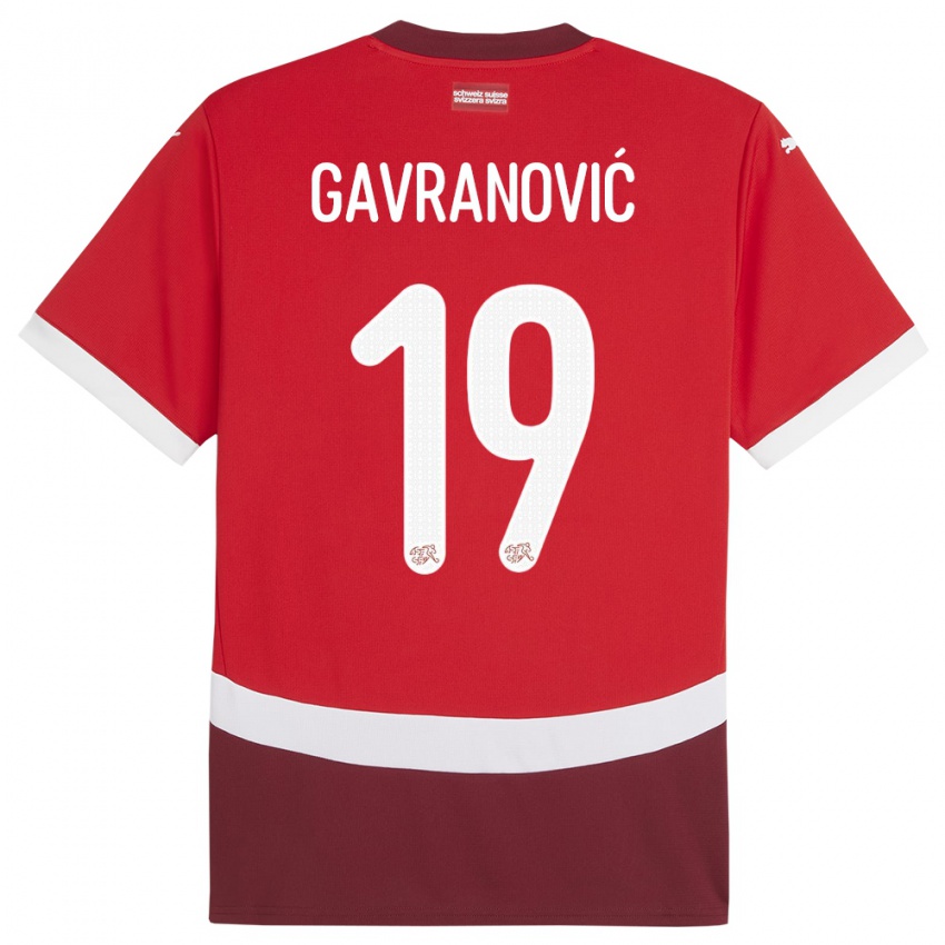 Lapset Sveitsi Mario Gavranovic #19 Punainen Kotipaita 24-26 Lyhythihainen Paita T-Paita