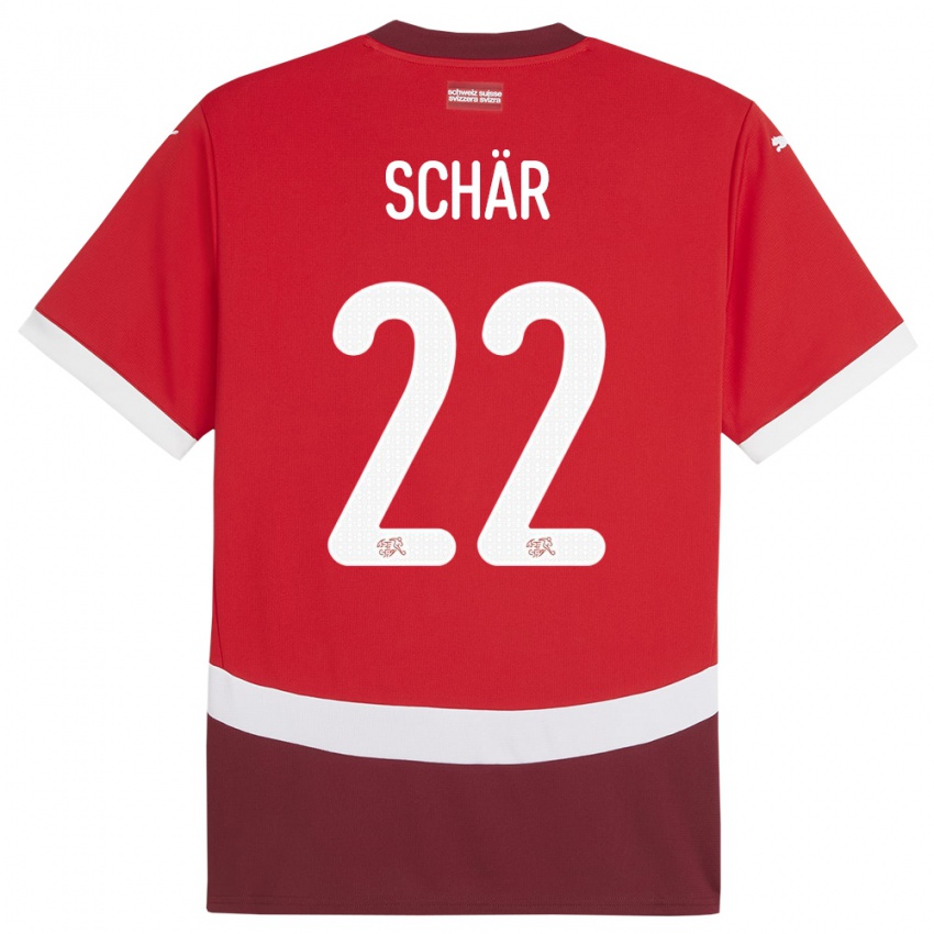 Lapset Sveitsi Fabian Schar #22 Punainen Kotipaita 24-26 Lyhythihainen Paita T-Paita