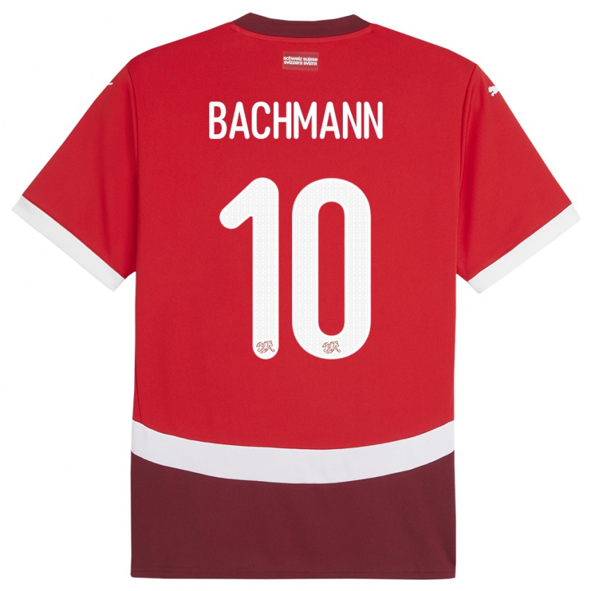 Lapset Sveitsi Ramona Bachmann #10 Punainen Kotipaita 24-26 Lyhythihainen Paita T-Paita