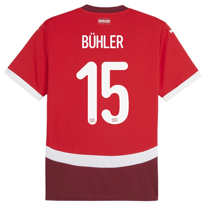 Lapset Sveitsi Luana Buhler #15 Punainen Kotipaita 24-26 Lyhythihainen Paita T-Paita