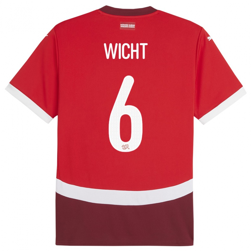 Lapset Sveitsi Nathan Wicht #6 Punainen Kotipaita 24-26 Lyhythihainen Paita T-Paita