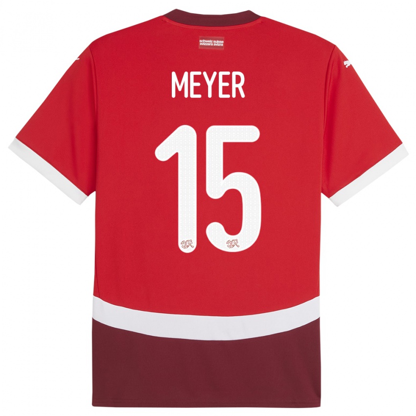 Lapset Sveitsi Leny Meyer #15 Punainen Kotipaita 24-26 Lyhythihainen Paita T-Paita