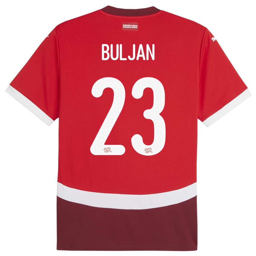 Lapset Sveitsi Leo Buljan #23 Punainen Kotipaita 24-26 Lyhythihainen Paita T-Paita