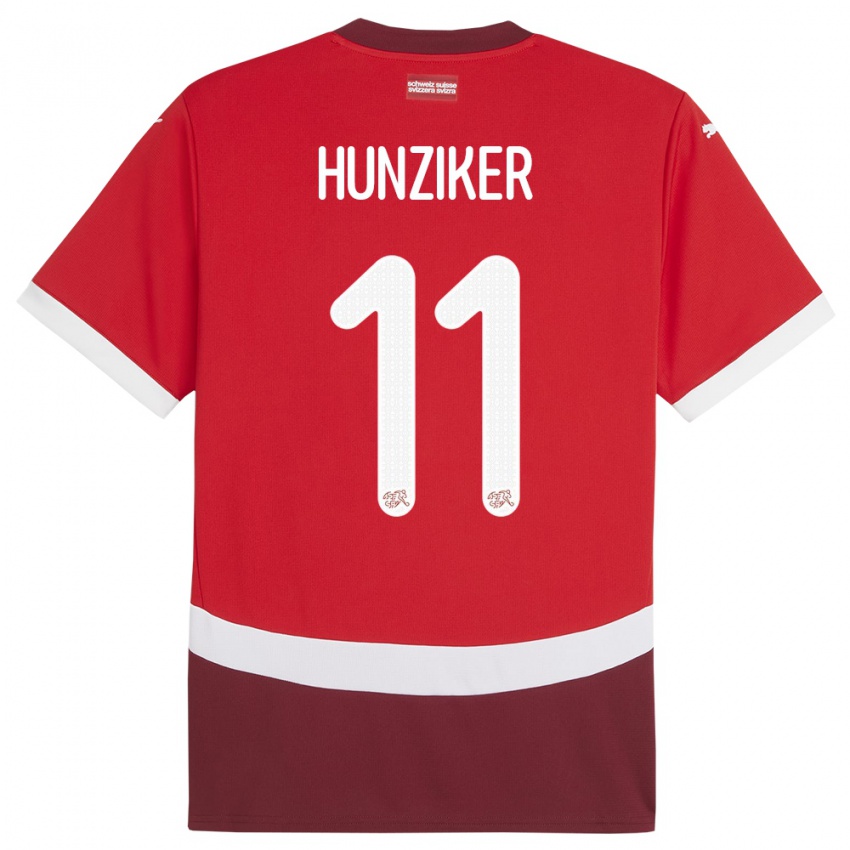 Lapset Sveitsi Andrin Hunziker #11 Punainen Kotipaita 24-26 Lyhythihainen Paita T-Paita