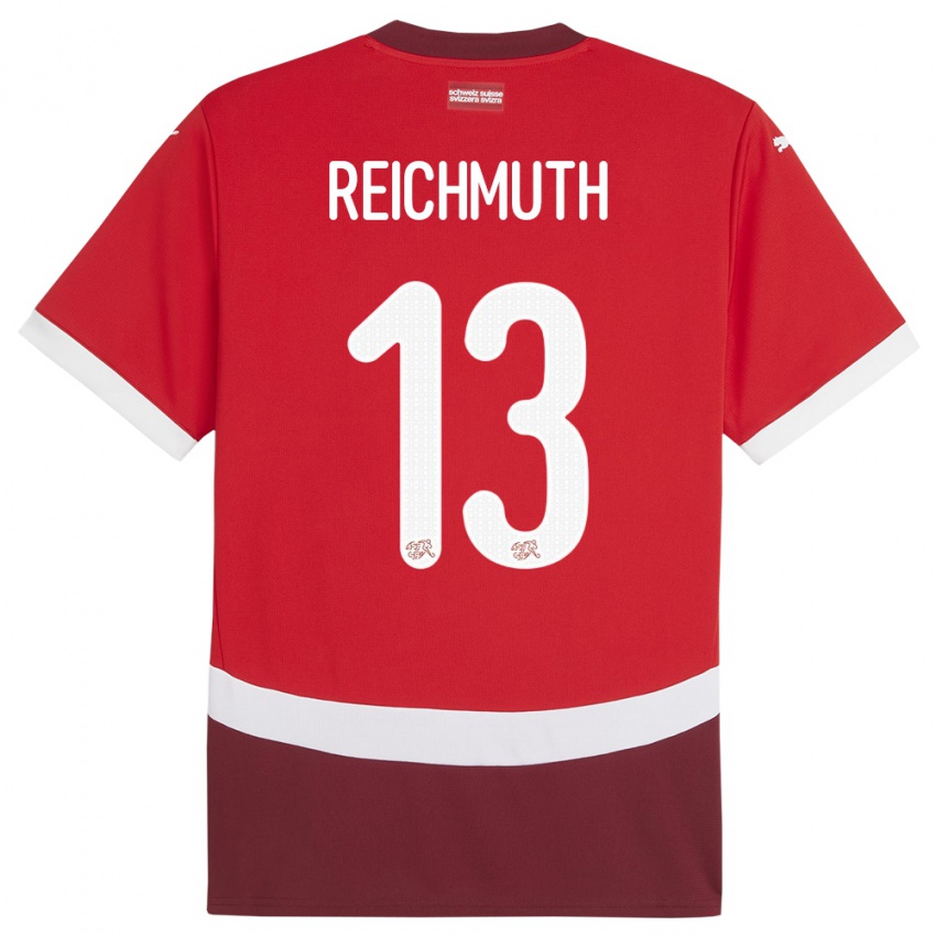 Lapset Sveitsi Miguel Reichmuth #13 Punainen Kotipaita 24-26 Lyhythihainen Paita T-Paita