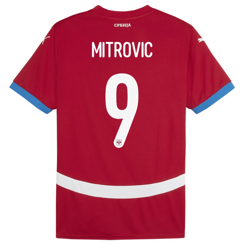 Lapset Serbia Aleksandar Mitrovic #9 Punainen Kotipaita 24-26 Lyhythihainen Paita T-Paita