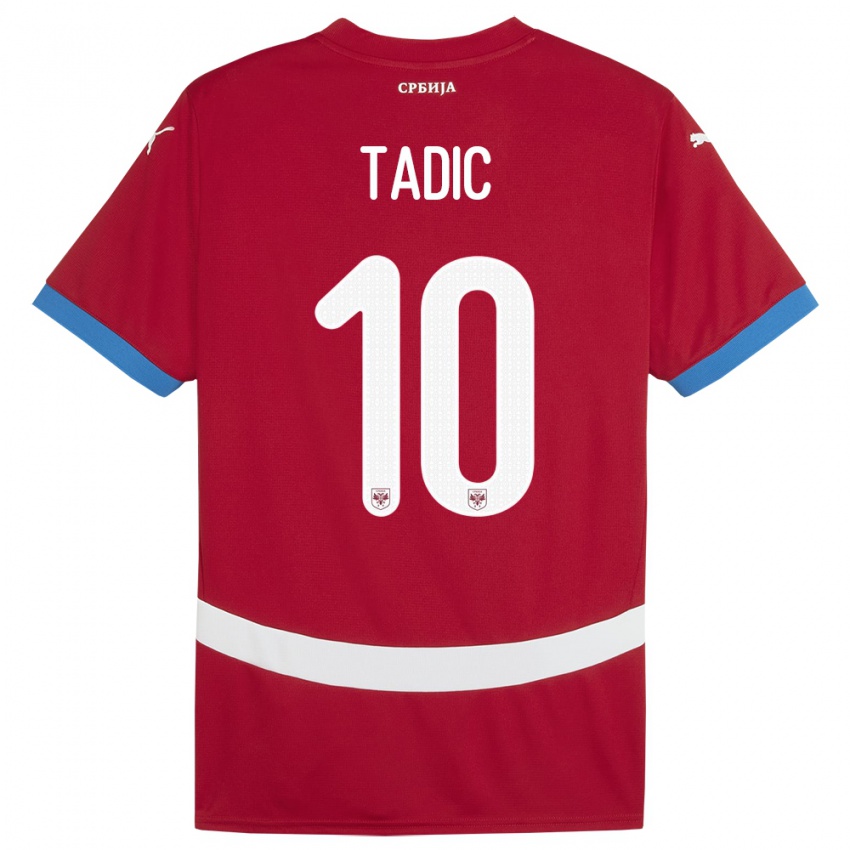 Lapset Serbia Dusan Tadic #10 Punainen Kotipaita 24-26 Lyhythihainen Paita T-Paita