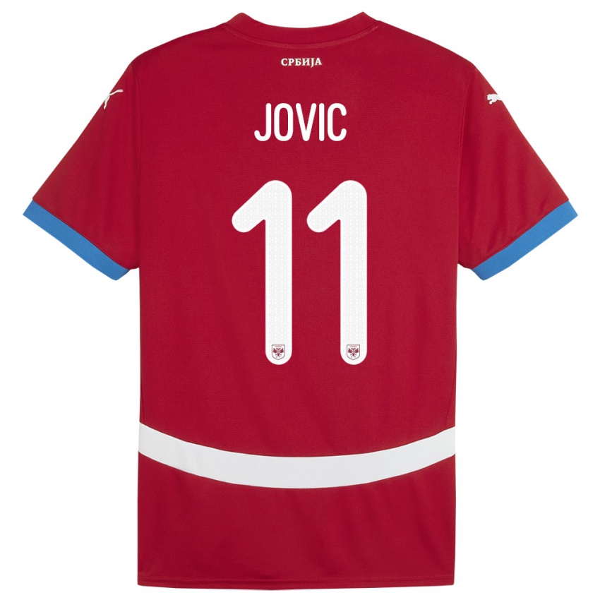 Lapset Serbia Luka Jovic #11 Punainen Kotipaita 24-26 Lyhythihainen Paita T-Paita
