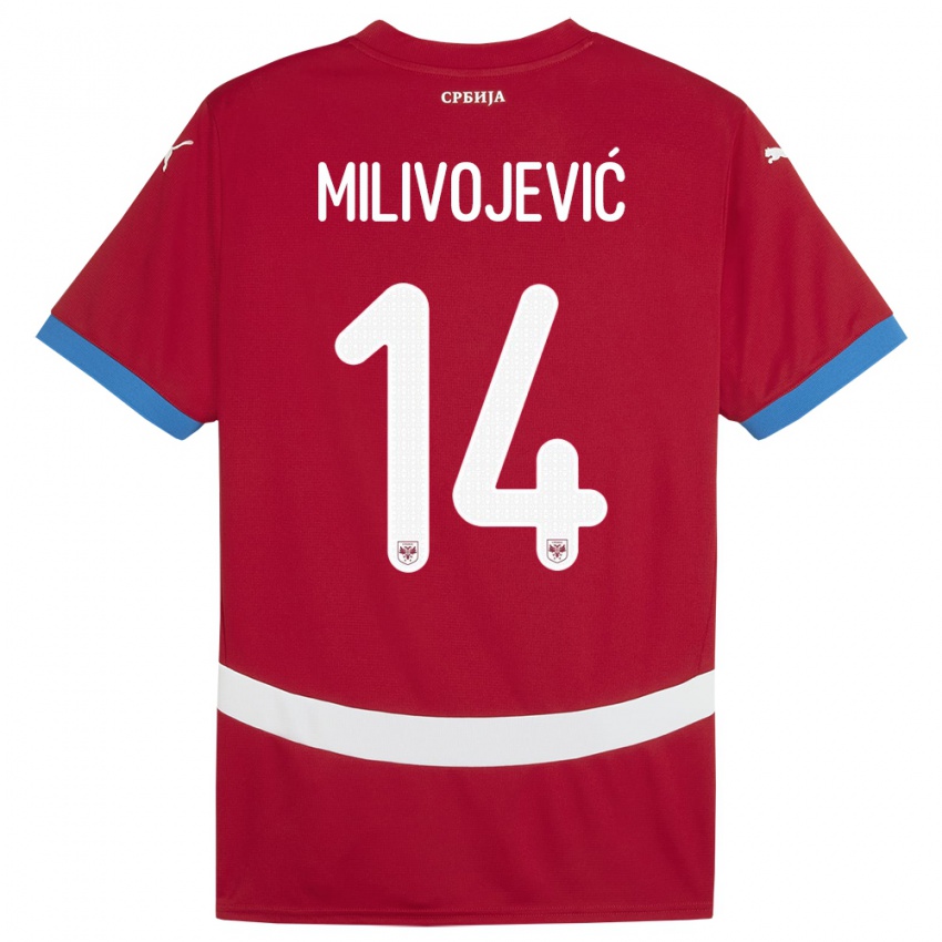 Lapset Serbia Vesna Milivojevic #14 Punainen Kotipaita 24-26 Lyhythihainen Paita T-Paita