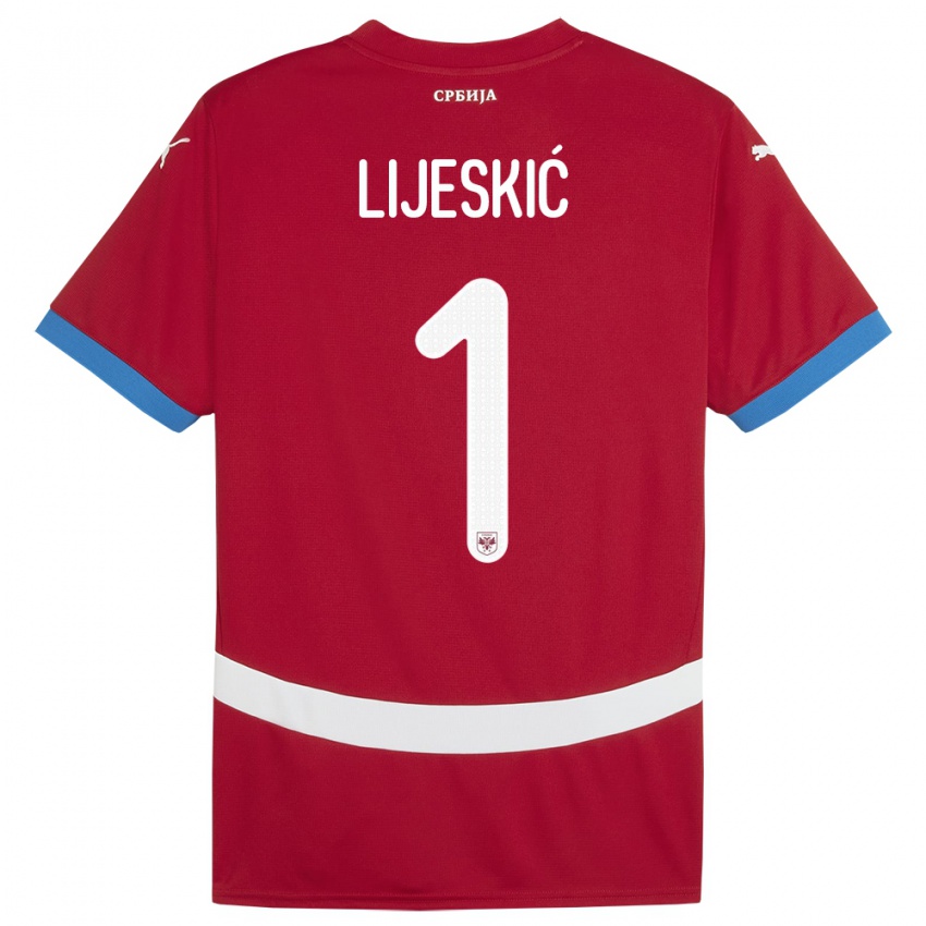 Lapset Serbia Luka Lijeskic #1 Punainen Kotipaita 24-26 Lyhythihainen Paita T-Paita