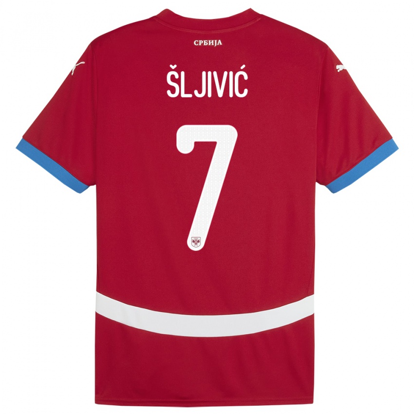 Lapset Serbia Jovan Sljivic #7 Punainen Kotipaita 24-26 Lyhythihainen Paita T-Paita