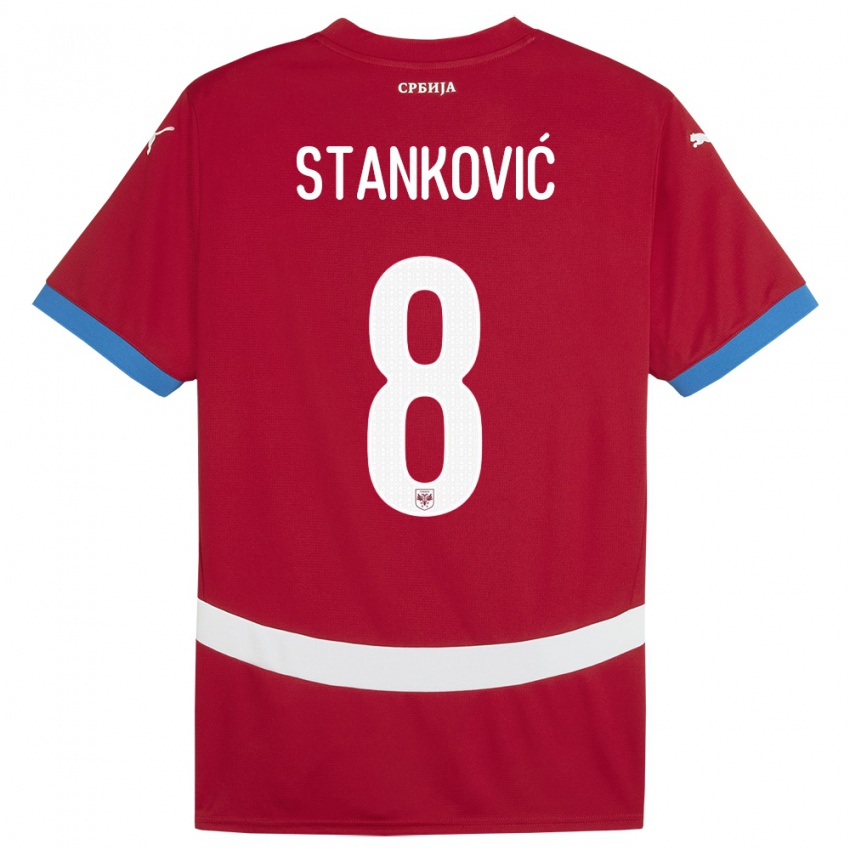 Lapset Serbia Aleksandar Stankovic #8 Punainen Kotipaita 24-26 Lyhythihainen Paita T-Paita