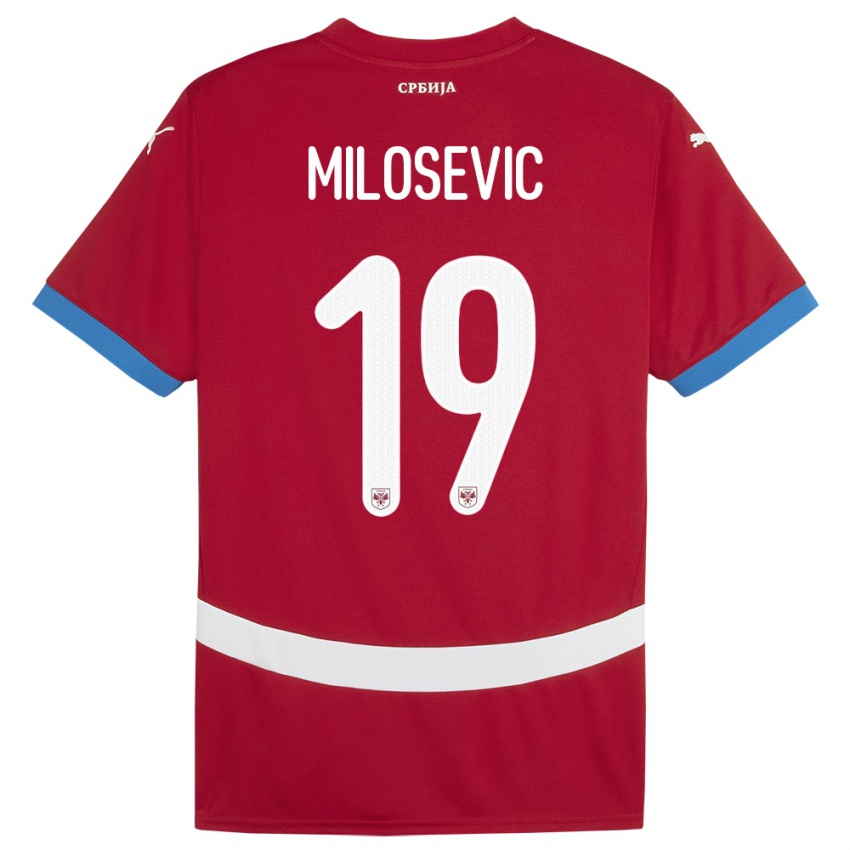 Lapset Serbia Jovan Milosevic #19 Punainen Kotipaita 24-26 Lyhythihainen Paita T-Paita
