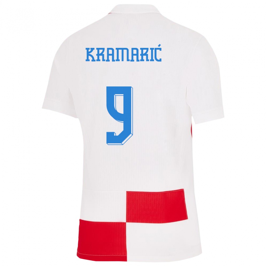 Lapset Kroatia Andrej Kramaric #9 Valkoinen Punainen Kotipaita 24-26 Lyhythihainen Paita T-Paita