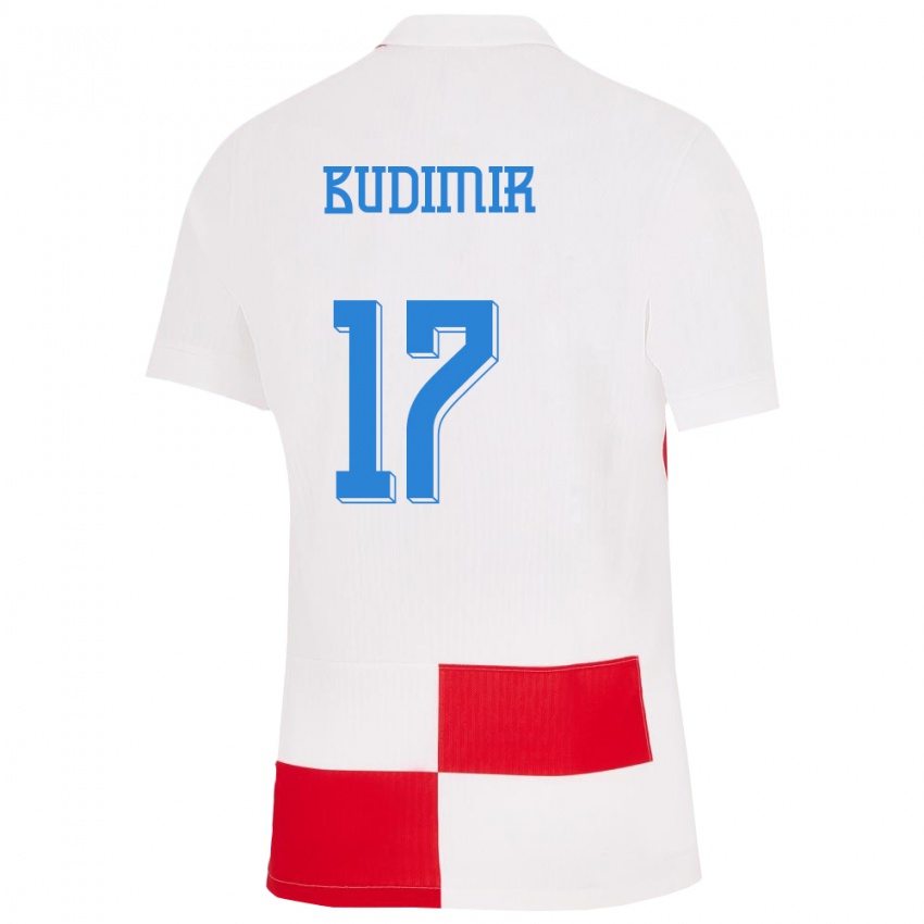 Lapset Kroatia Ante Budimir #17 Valkoinen Punainen Kotipaita 24-26 Lyhythihainen Paita T-Paita