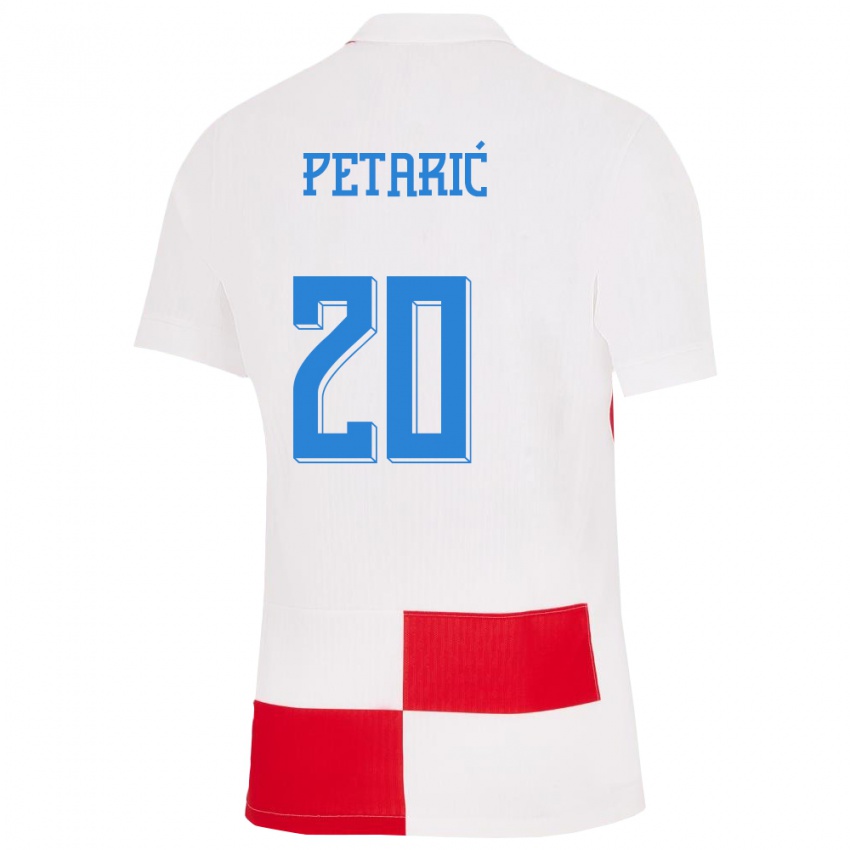 Lapset Kroatia Nika Petaric #20 Valkoinen Punainen Kotipaita 24-26 Lyhythihainen Paita T-Paita