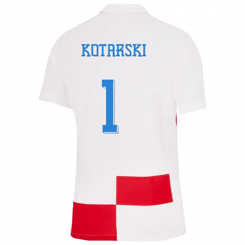 Lapset Kroatia Dominik Kotarski #1 Valkoinen Punainen Kotipaita 24-26 Lyhythihainen Paita T-Paita