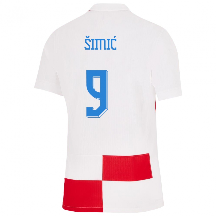 Lapset Kroatia Roko Simic #9 Valkoinen Punainen Kotipaita 24-26 Lyhythihainen Paita T-Paita