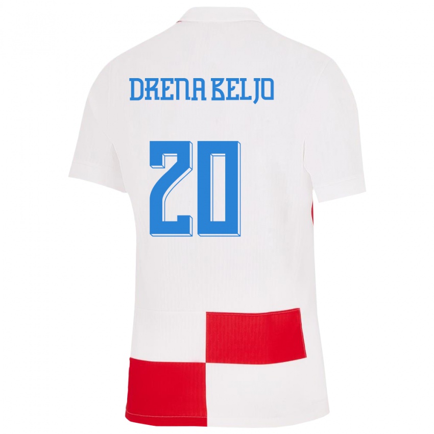 Lapset Kroatia Dion Drena Beljo #20 Valkoinen Punainen Kotipaita 24-26 Lyhythihainen Paita T-Paita