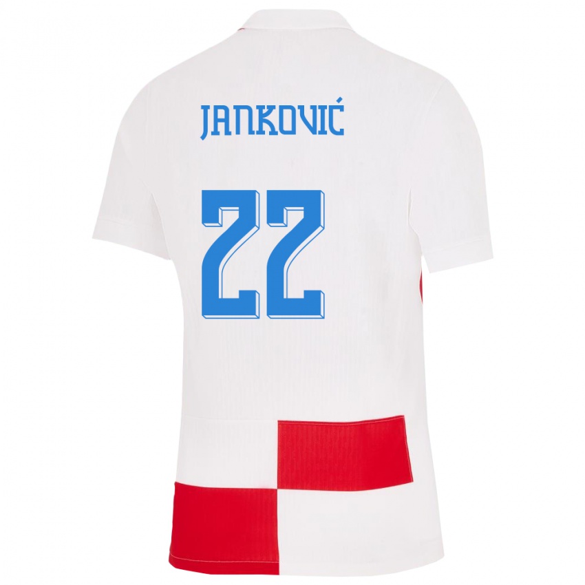 Lapset Kroatia Niko Jankovic #22 Valkoinen Punainen Kotipaita 24-26 Lyhythihainen Paita T-Paita