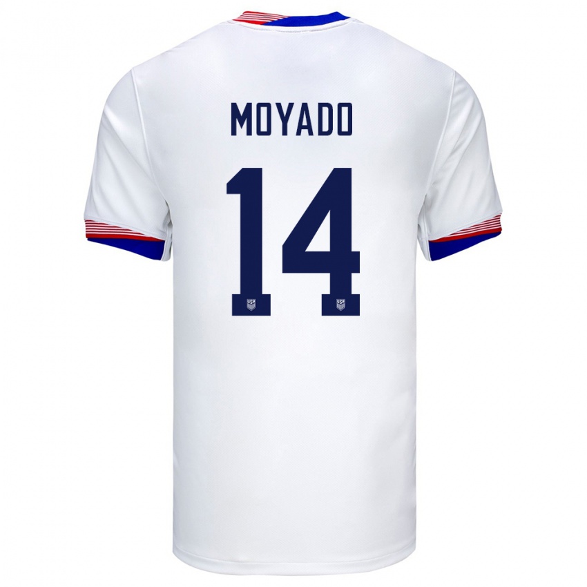 Lapset Yhdysvallat Bryan Moyado #14 Valkoinen Kotipaita 24-26 Lyhythihainen Paita T-Paita