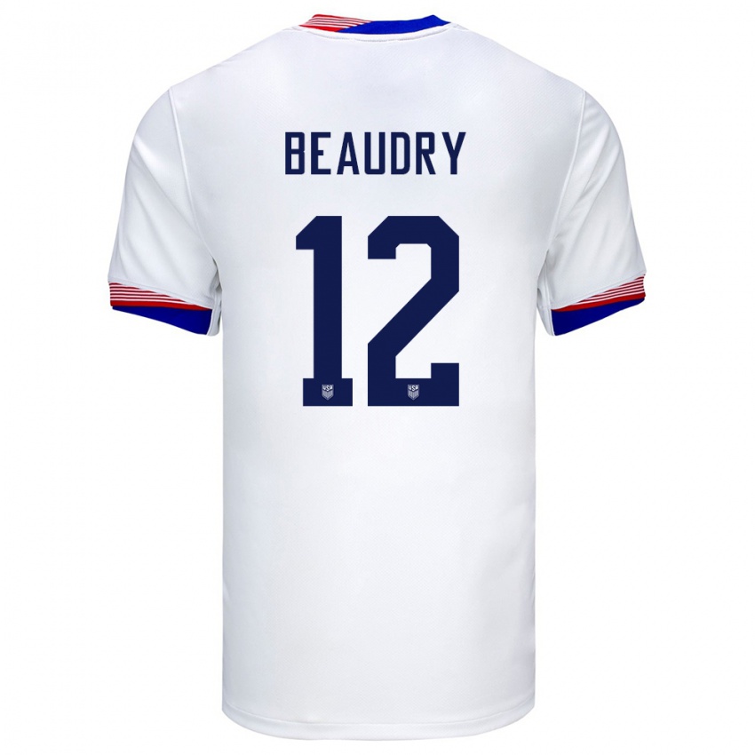 Lapset Yhdysvallat Adam Beaudry #12 Valkoinen Kotipaita 24-26 Lyhythihainen Paita T-Paita