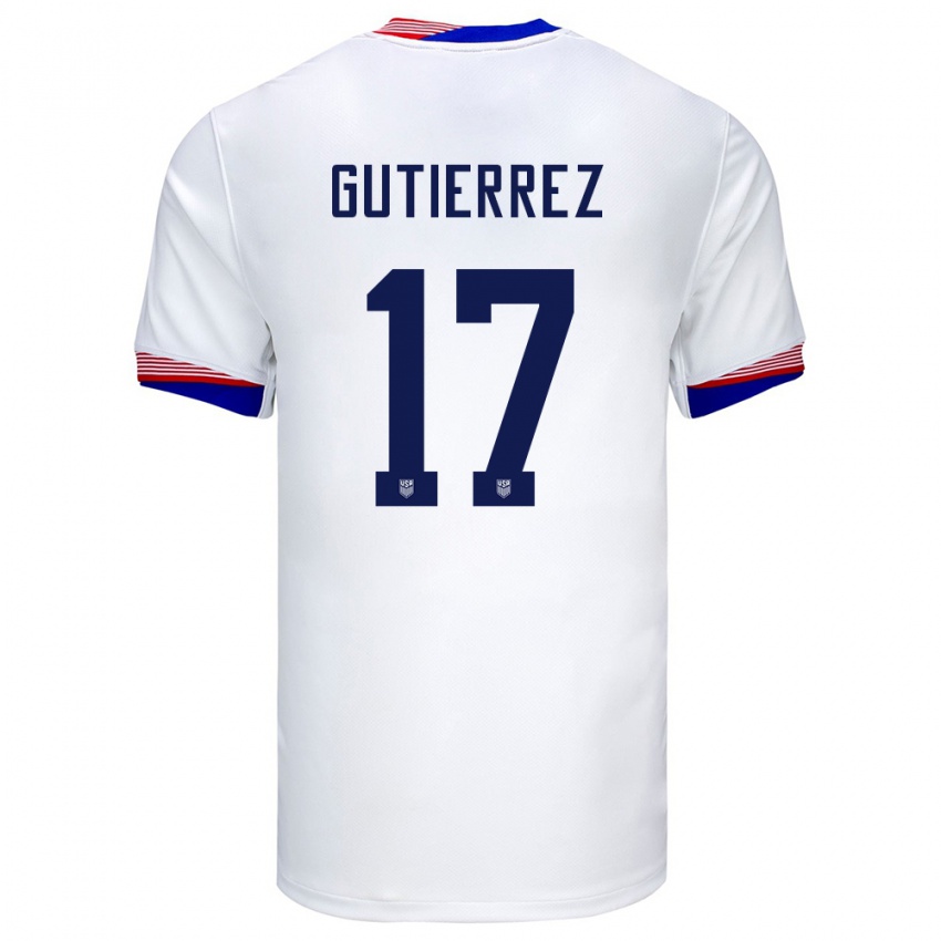 Lapset Yhdysvallat Brian Gutierrez #17 Valkoinen Kotipaita 24-26 Lyhythihainen Paita T-Paita