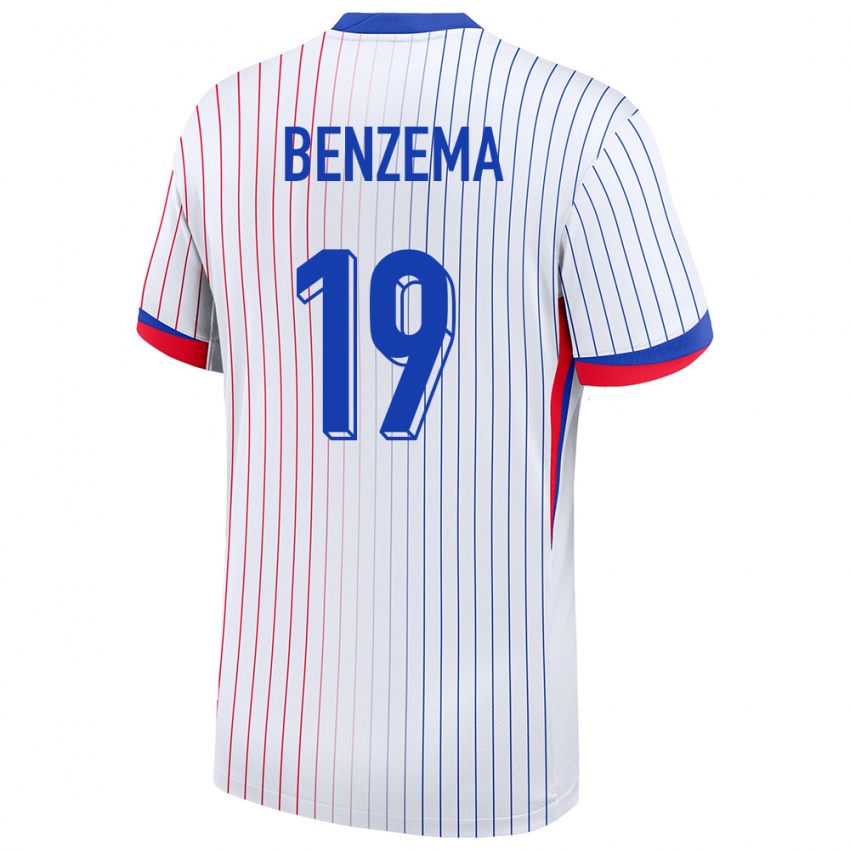 Lapset Ranska Karim Benzema #19 Valkoinen Vieraspaita 24-26 Lyhythihainen Paita T-Paita