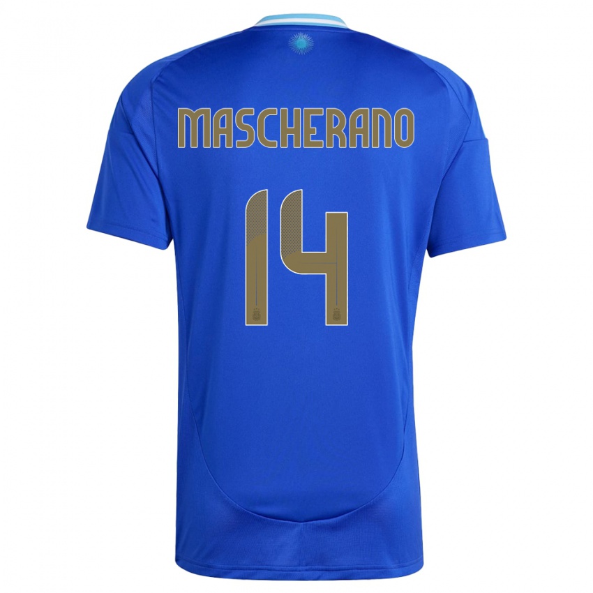 Lapset Argentiina Javier Mascherano #14 Sininen Vieraspaita 24-26 Lyhythihainen Paita T-Paita