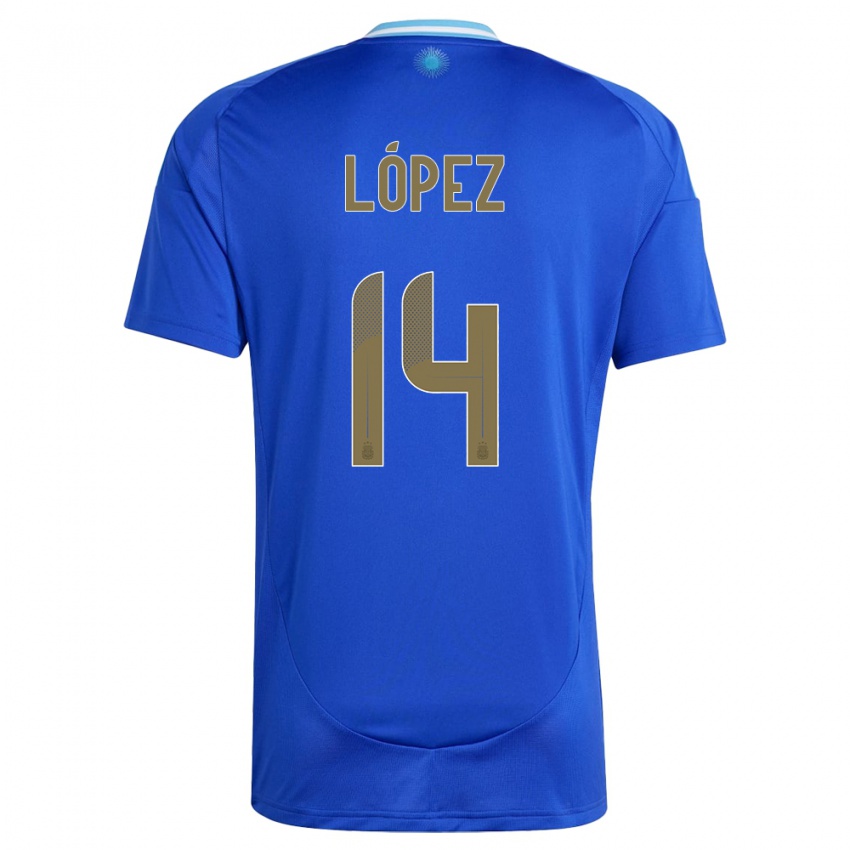 Lapset Argentiina Lautaro Lopez #14 Sininen Vieraspaita 24-26 Lyhythihainen Paita T-Paita