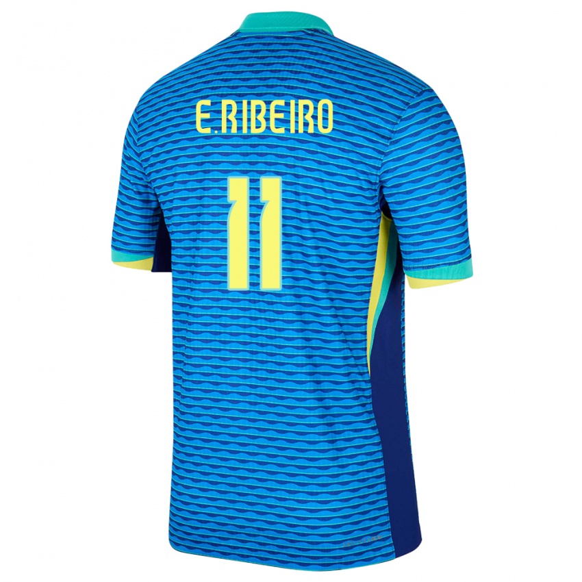 Lapset Brasilia Everton Ribeiro #11 Sininen Vieraspaita 24-26 Lyhythihainen Paita T-Paita
