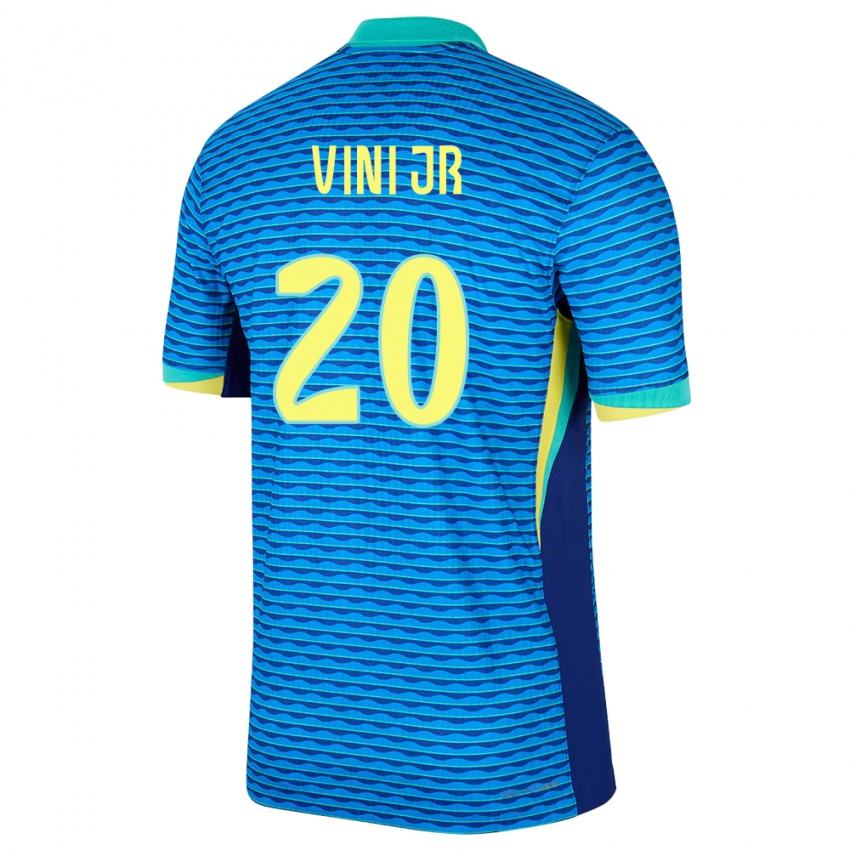 Lapset Brasilia Vinicius Junior #20 Sininen Vieraspaita 24-26 Lyhythihainen Paita T-Paita