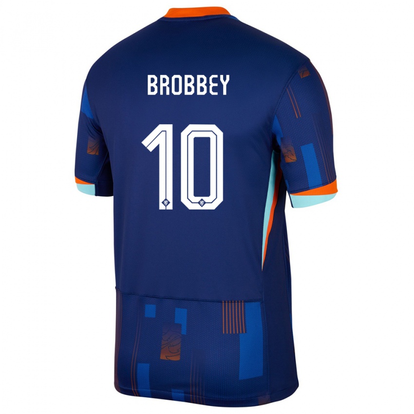 Lapset Alankomaat Brian Brobbey #10 Sininen Vieraspaita 24-26 Lyhythihainen Paita T-Paita