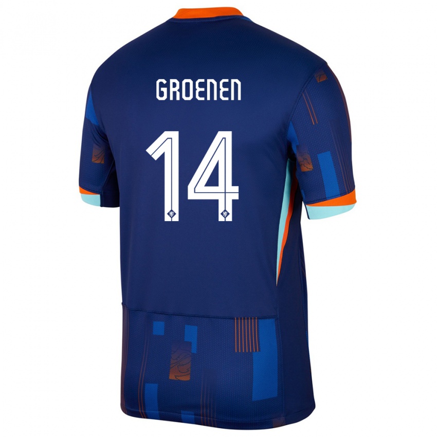 Lapset Alankomaat Jackie Groenen #14 Sininen Vieraspaita 24-26 Lyhythihainen Paita T-Paita